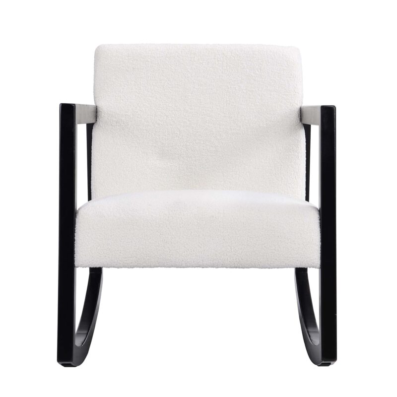 Fyne Ecru Boucle Rocking Armchair, Black Frame - Image 4