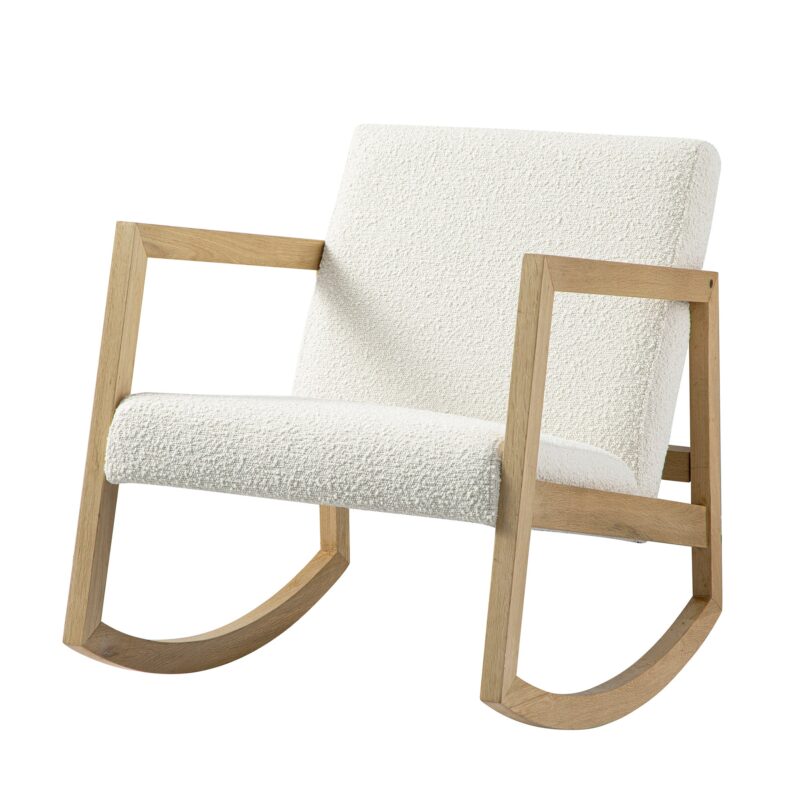 Fyne Ecru Boucle Rocking Natural Oak Armchair - Image 6
