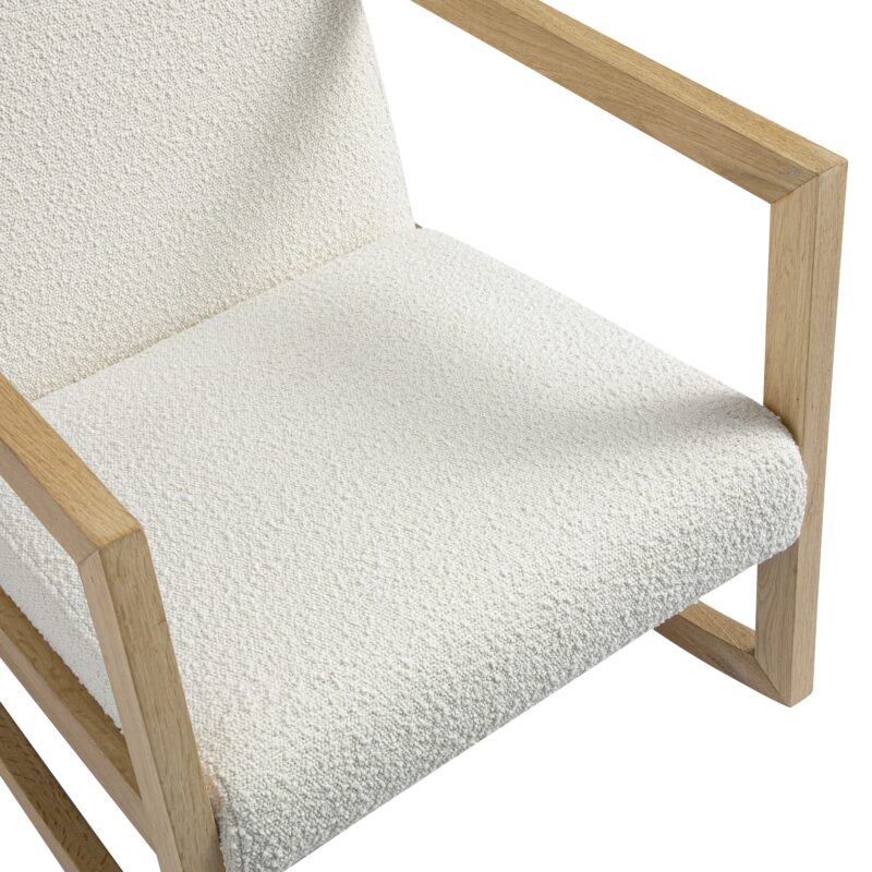 Fyne Ecru Boucle Rocking Natural Oak Armchair - Image 12