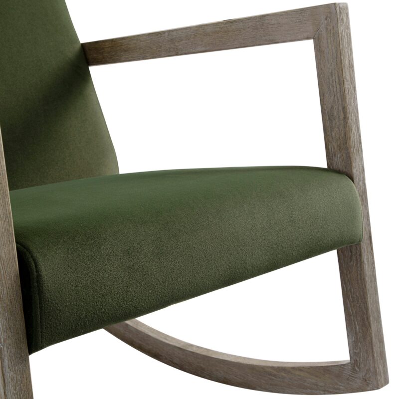 Fyne Moss Green Velvet Rocking Weathered Oak Armchair - Image 5