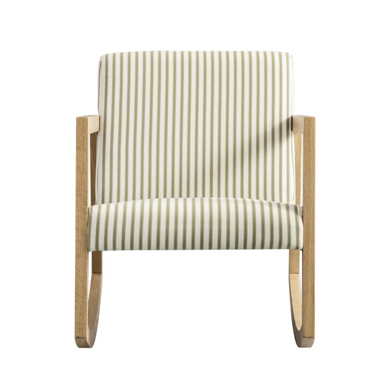 Fyne Sage Striped Linen Blend Natural Oak Rocking Armchair - Image 2