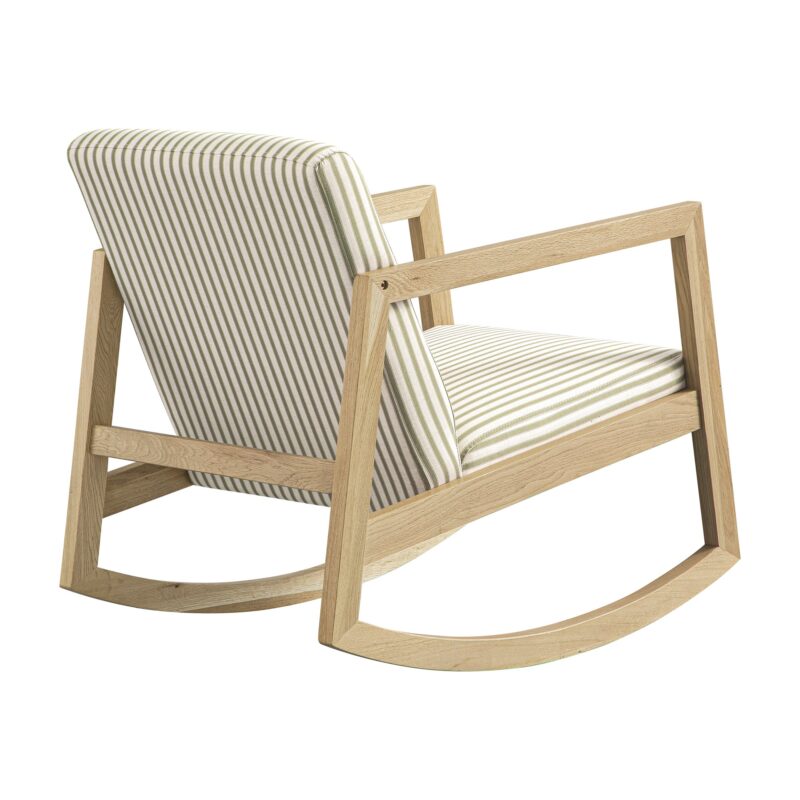 Fyne Sage Striped Linen Blend Natural Oak Rocking Armchair - Image 5