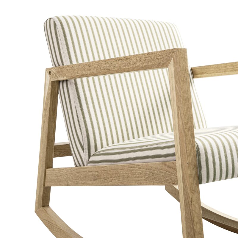 Fyne Sage Striped Linen Blend Natural Oak Rocking Armchair - Image 6