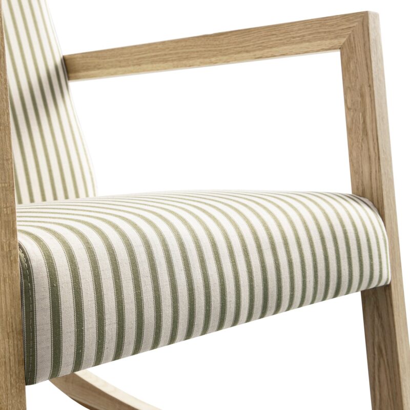 Fyne Sage Striped Linen Blend Natural Oak Rocking Armchair - Image 7