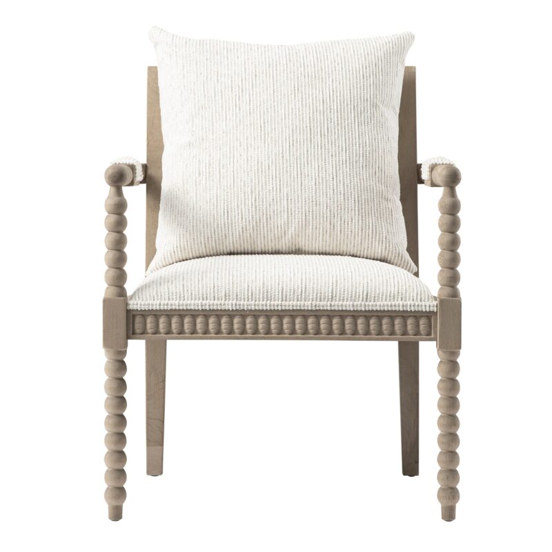 Hemingford Beige Textured Fabric Bobbin Washed Oak Armchair - Image 6