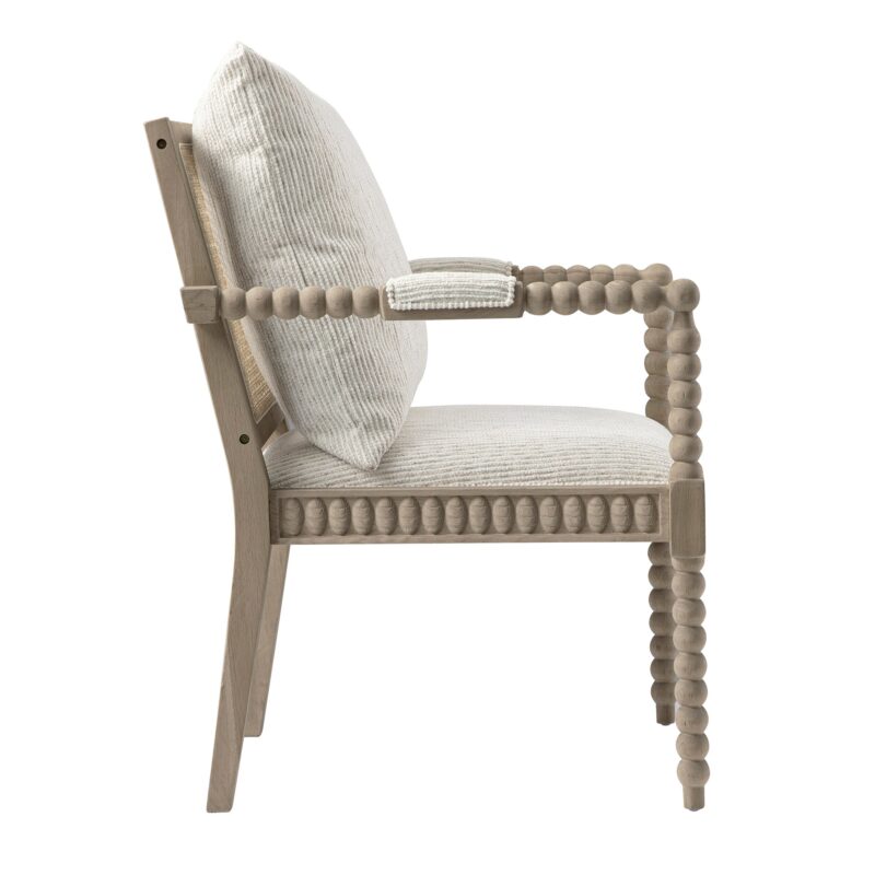 Hemingford Beige Textured Fabric Bobbin Washed Oak Armchair - Image 10