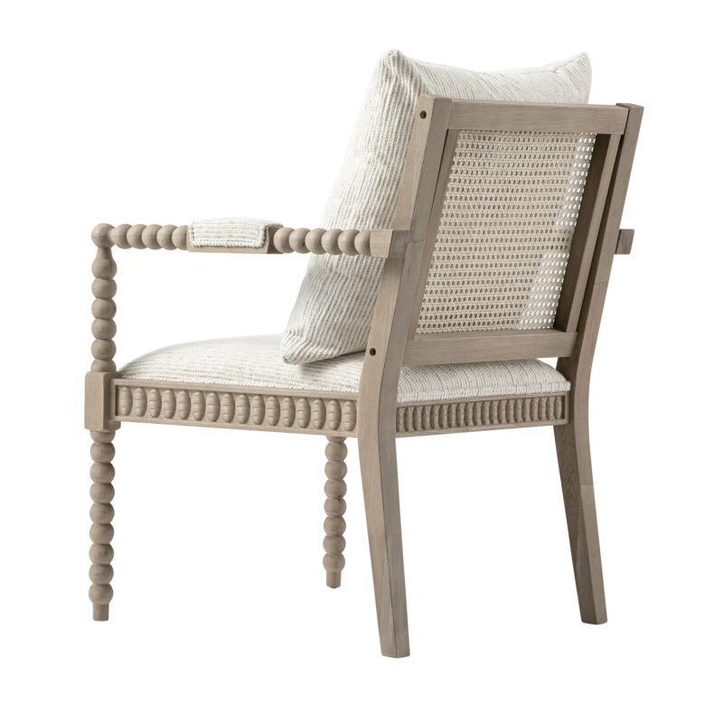 Hemingford Beige Textured Fabric Bobbin Washed Oak Armchair - Image 11