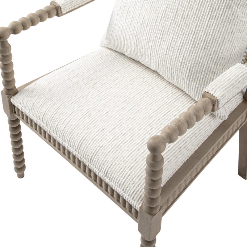 Hemingford Beige Textured Fabric Bobbin Washed Oak Armchair - Image 14