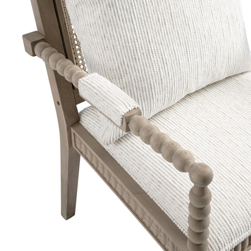 Hemingford Beige Textured Fabric Bobbin Washed Oak Armchair - Image 15