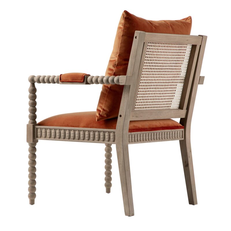 Hemingford Rust Velvet Bobbin Washed Oak Armchair - Image 11