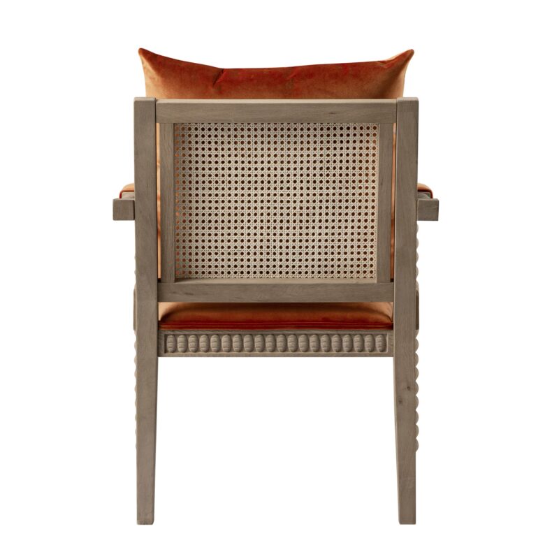 Hemingford Rust Velvet Bobbin Washed Oak Armchair - Image 12