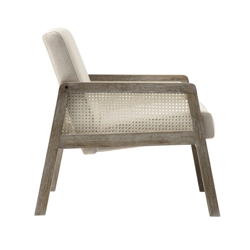 Fyne Oatmeal Fabric Weathered Oak Frame Rattan Armchair - Image 5