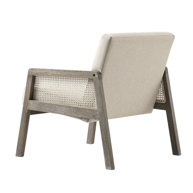 Fyne Oatmeal Fabric Weathered Oak Frame Rattan Armchair - Image 6