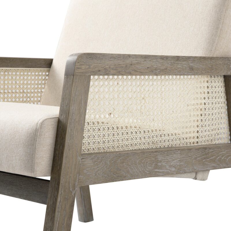 Fyne Oatmeal Fabric Weathered Oak Frame Rattan Armchair - Image 7