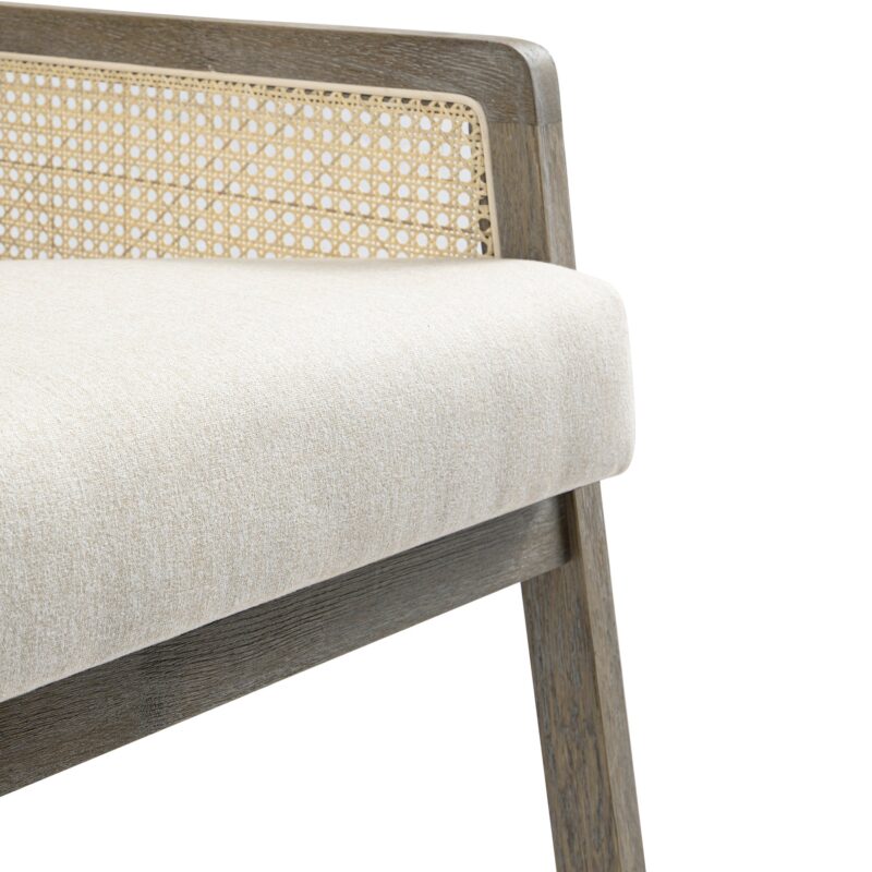 Fyne Oatmeal Fabric Weathered Oak Frame Rattan Armchair - Image 8