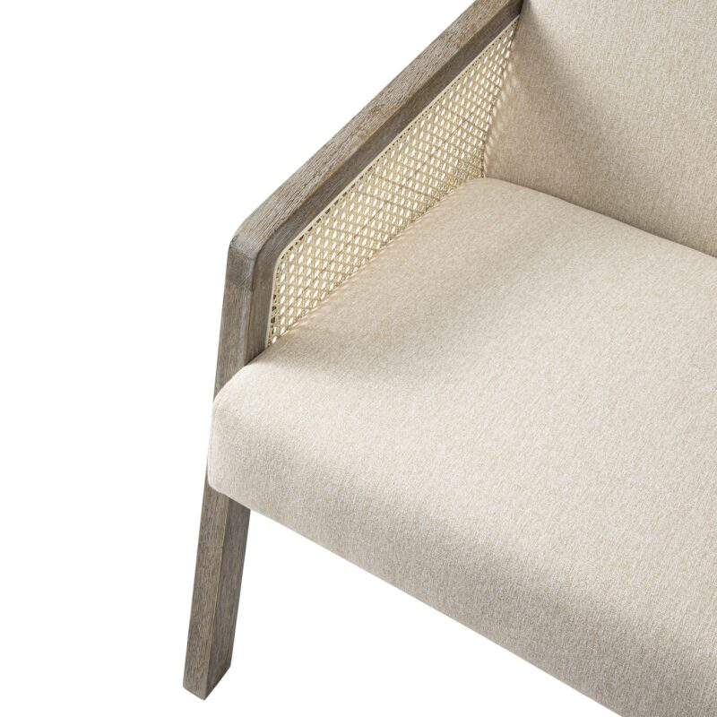 Fyne Oatmeal Fabric Weathered Oak Frame Rattan Armchair - Image 9