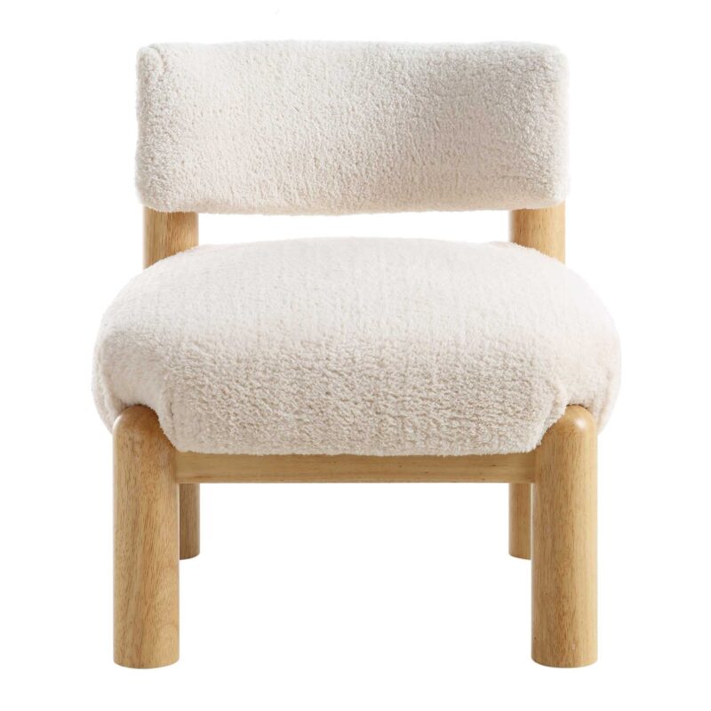 Okja Ecru Sherpa Faux Shearling Accent Chair - Image 3