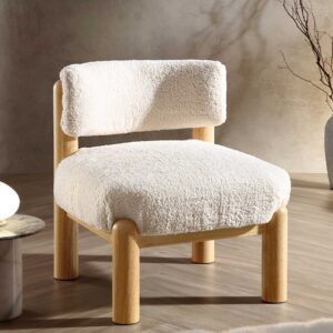 Okja Ecru Sherpa Faux Shearling Accent Chair