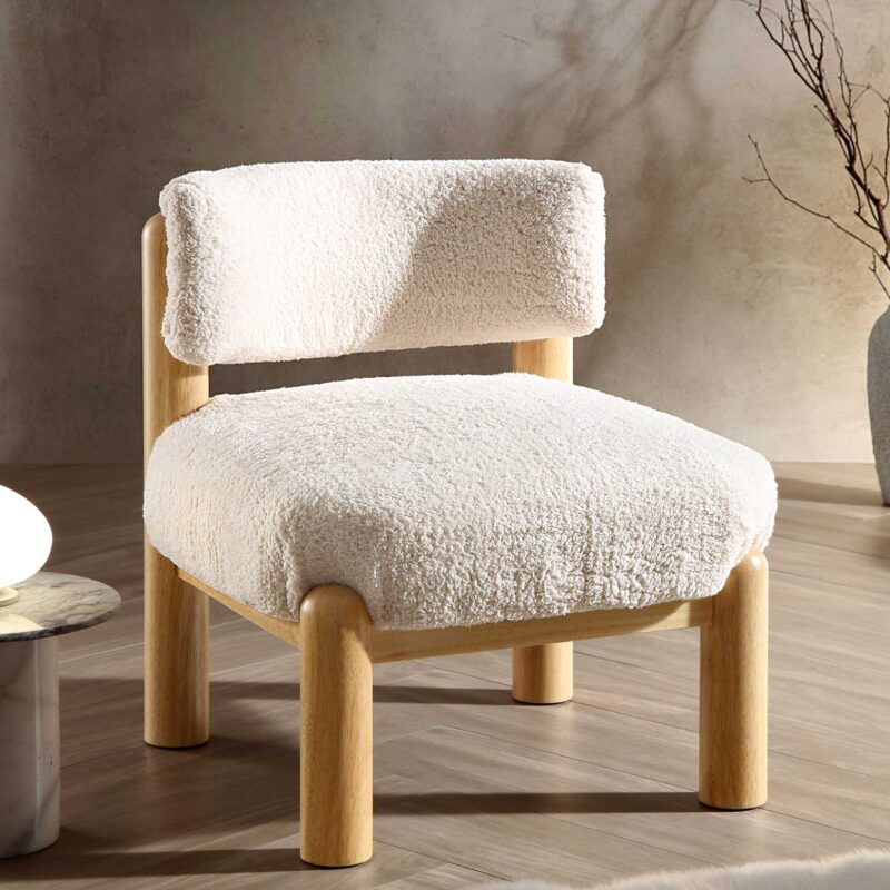 Okja Ecru Sherpa Faux Shearling Accent Chair