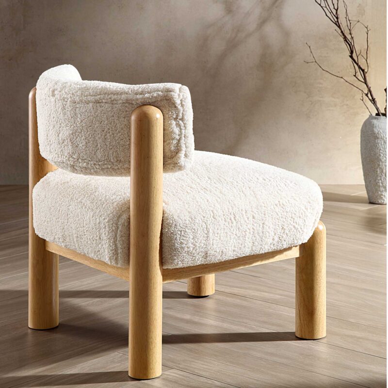 Okja Ecru Sherpa Faux Shearling Accent Chair - Image 2