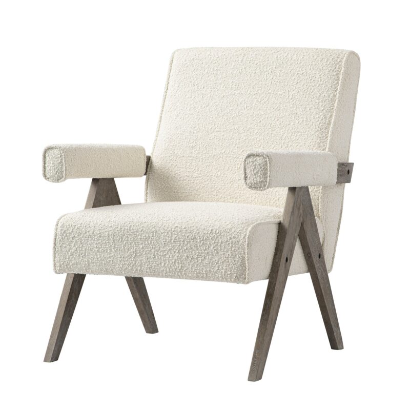 Chinnor Beige Boucle Weathered Oak Frame Accent Chair - Image 8