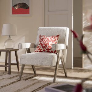 Chinnor Beige Boucle Weathered Oak Frame Accent Chair