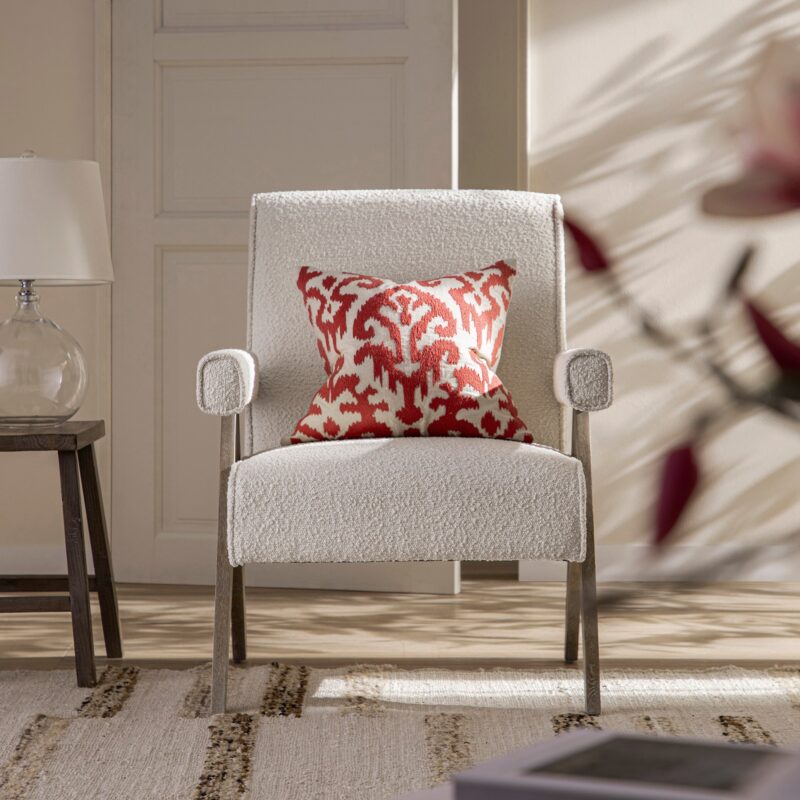 Chinnor Beige Boucle Weathered Oak Frame Accent Chair - Image 2