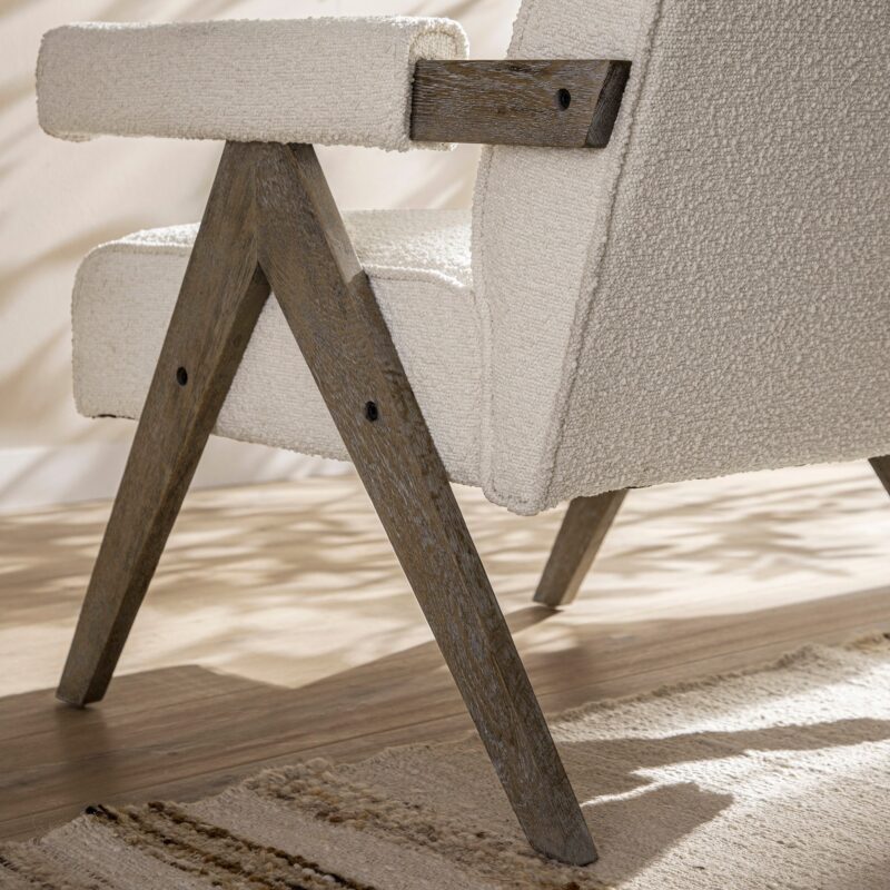 Chinnor Beige Boucle Weathered Oak Frame Accent Chair - Image 6