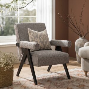 Chinnor Taupe Boucle Black Oak Frame Accent Chair