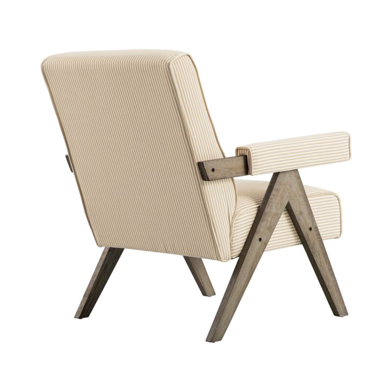 Chinnor Ochre Striped Linen Blend Weathered Oak Frame Accent Chair - Image 6