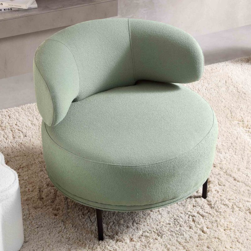 Penn Sage Green Boucle Wing Back Accent Chair - Image 2