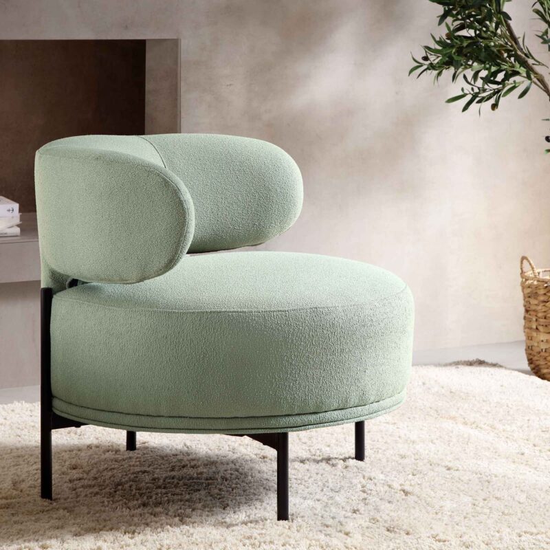 Penn Sage Green Boucle Wing Back Accent Chair - Image 3