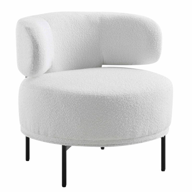 Penn White Boucle Wing Back Accent Chair - Image 4