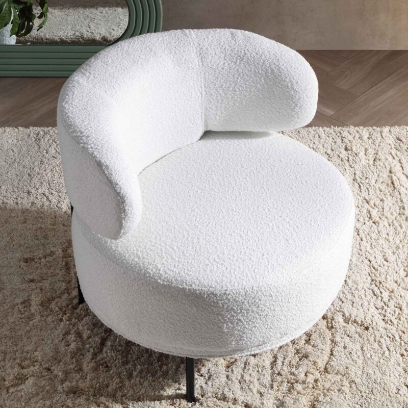 Penn White Boucle Wing Back Accent Chair - Image 2