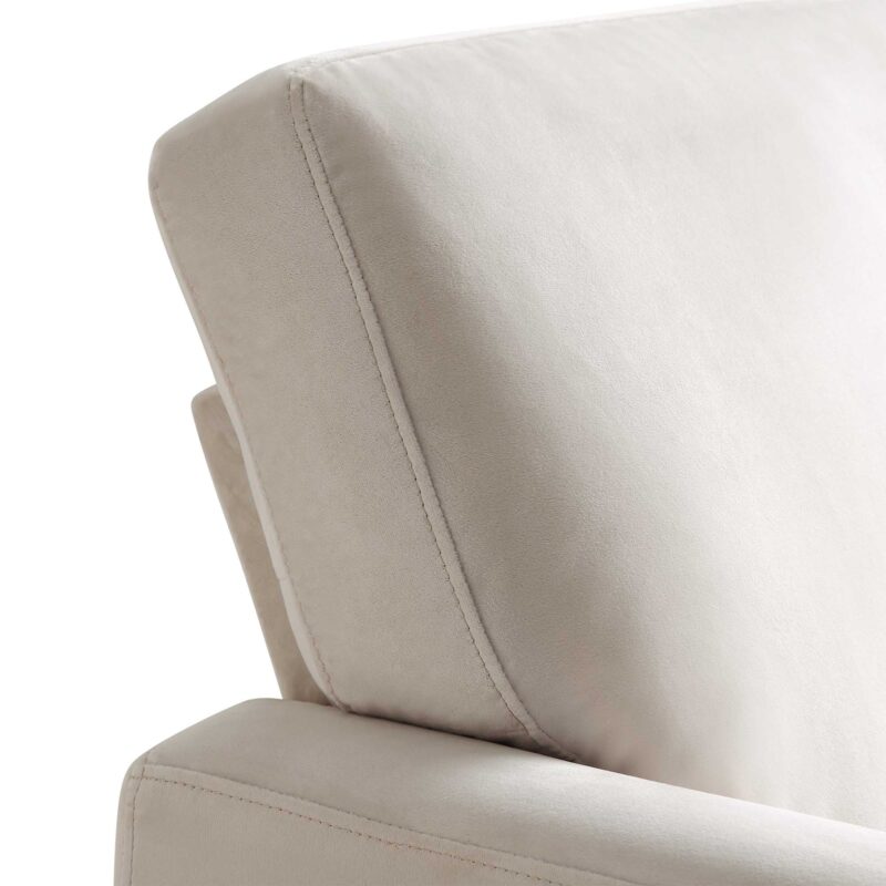 Brigette Beige Velvet Armchair with Antique Brass Castor Legs - Image 8