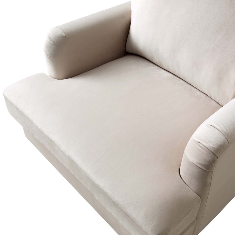 Brigette Beige Velvet Armchair with Antique Brass Castor Legs - Image 9