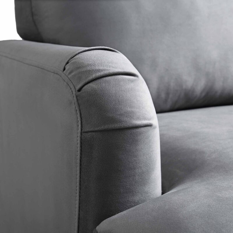 Brigette Grey Velvet Armchair with Antique Brass Castor Legs - Image 9
