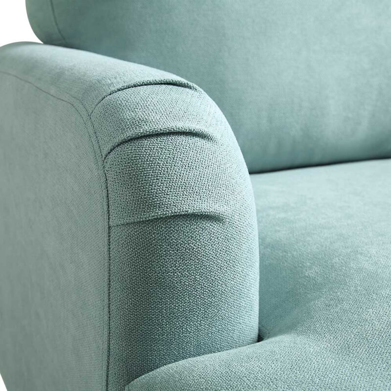 Brigette Mint Soft Brushed Fabric Armchair with Antique Brass Castor Legs - Image 10