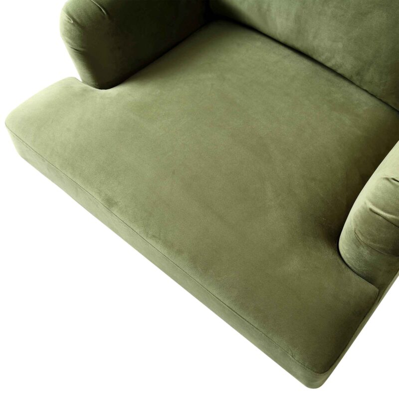 Brigette Olive Green Velvet Armchair with Antique Brass Castor Legs - Image 9