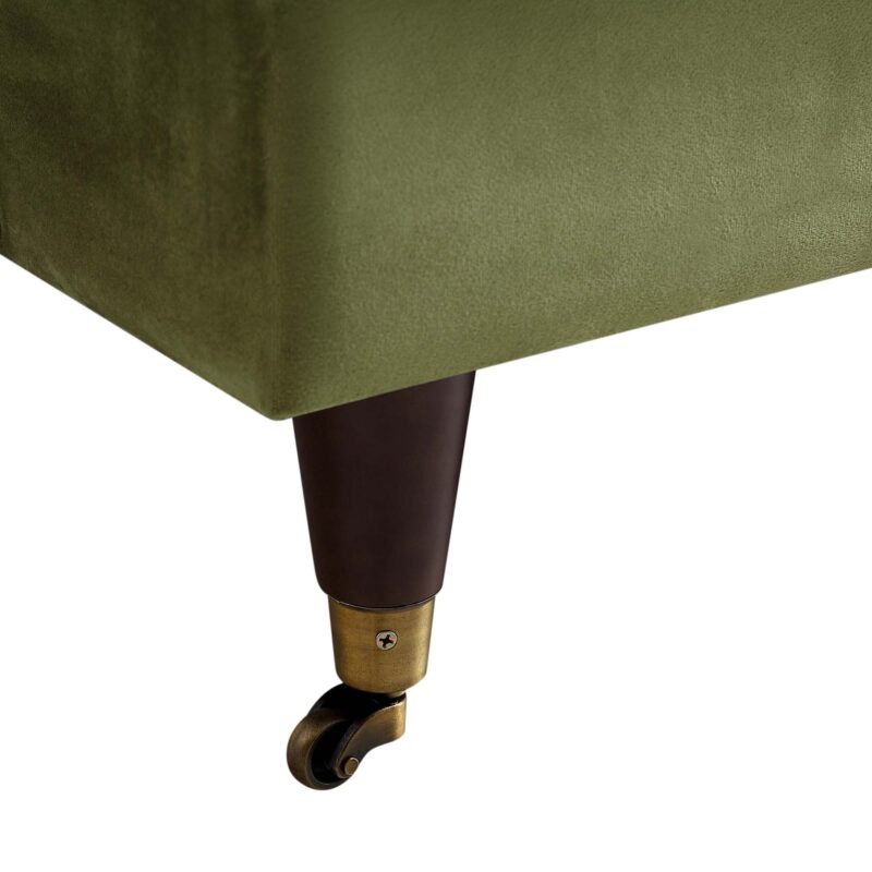 Brigette Olive Green Velvet Armchair with Antique Brass Castor Legs - Image 11
