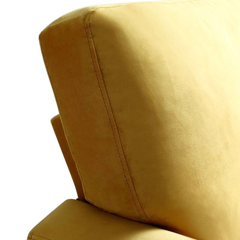 Brigette Mustard Velvet Armchair with Antique Brass Castor Legs - Image 8