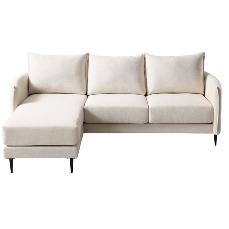 Bari Light Beige Woven Fabric Chaise Sofa - Image 4