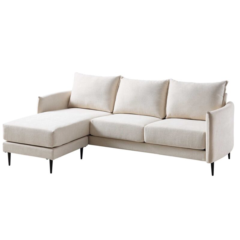 Bari Light Beige Woven Fabric Chaise Sofa - Image 5