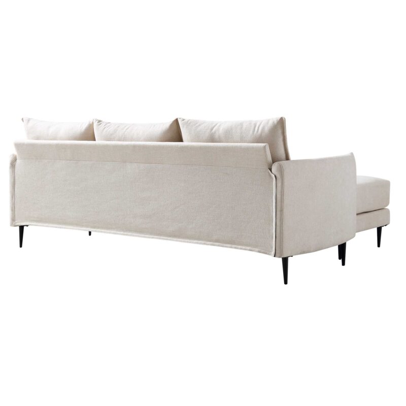Bari Light Beige Woven Fabric Chaise Sofa - Image 9