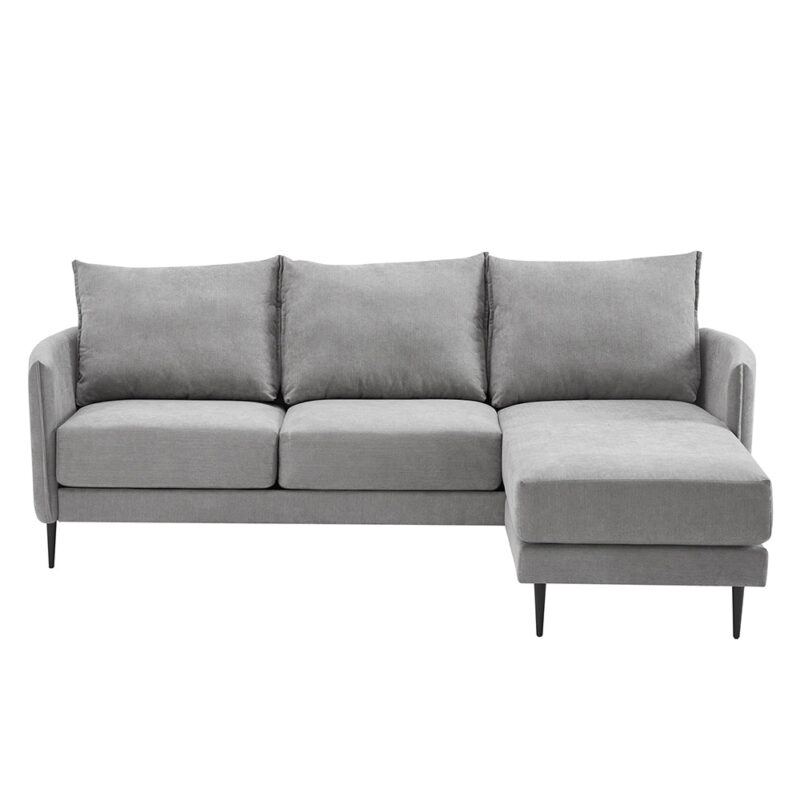 Bari Light Grey Brushed Fabric Chaise Sofa - Image 3