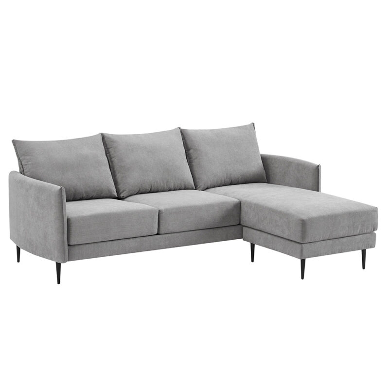 Bari Light Grey Brushed Fabric Chaise Sofa - Image 4