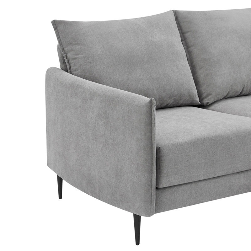 Bari Light Grey Brushed Fabric Chaise Sofa - Image 6