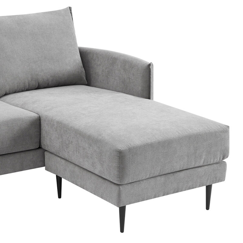 Bari Light Grey Brushed Fabric Chaise Sofa - Image 7