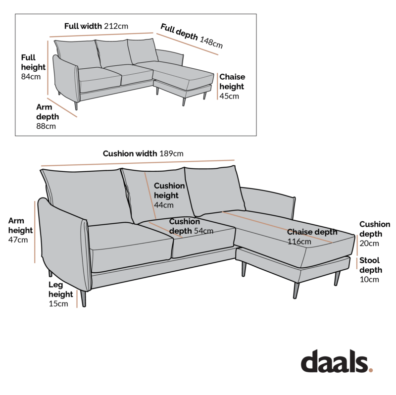 Bari Light Grey Brushed Fabric Chaise Sofa - Image 5