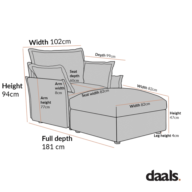 Byron Pillow Edge Beige Fabric Modular Sofa, 1-Seater Chaise - Image 5